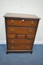 A STAG MINSTREL CHEST OF SEVEN DRAWERS, width 82cm x depth 47cm x height 113cm (condition report: