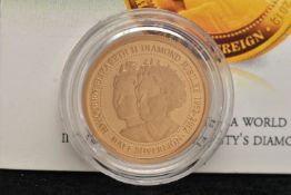 A 2012 DIAMOND JUBILEE GIBRALTAR GOLD HALF SOVEREIGN, with certificate in box of Issue