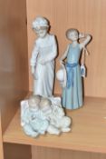 THREE LLADRO AND NAO FIGURES, comprising Coiffure Girl with Straw Hat, model no 5010, sculptor