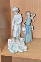 THREE LLADRO AND NAO FIGURES, comprising Coiffure Girl with Straw Hat, model no 5010, sculptor