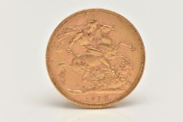 A LATE VICTORIAN FULL SOVEREIGN COIN, obverse depicting Queen Victoria, reverse George and the