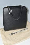 A LOUIS VUITTON BLACK EPI LEATHER FIGHERI PM BAG, date code to inner zip pocket FLOO54, indicating