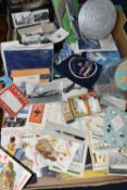 TWO BOXES CONTAINING VINTAGE TRAVEL EPHEMERA, Companies including Cunard, P & O, Clyde Shipping,