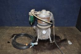 AN AEI MINI COMPRESSOR WITH BINKS AND BURROWS TAN AND GAUGE along with pipe work and oiler (PAT fail