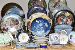 A LARGE QUANTITY OF COLLECTOR'S PLATES, comprising eight Wedgwood Millennium pattern cups and