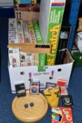 TWO BOXES OF GAMES to include Test Match (contents appear incomplete) The Drinking Chess Set,