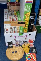 TWO BOXES OF GAMES to include Test Match (contents appear incomplete) The Drinking Chess Set,