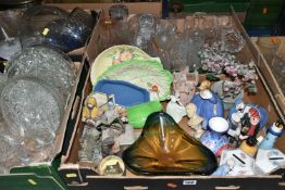 FIVE BOXES OF GLASSWARE AND CERAMICS, to include a Royal Doulton 'Nina' figurine HN2347, a