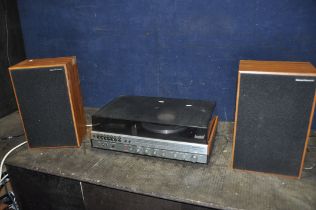 A VINTAGE NATIONAL PANASONIC SG-1070L MUSIC CENTRE, with matching speakers (PAT fail due to