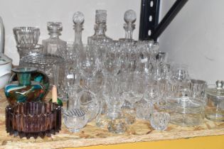 A QUANTITY OF CUT CRYSTAL AND OTHER GLASS WARES, approximately fifty five pieces to include two