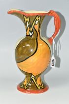 A CROWN DEVON 'ICICLES' PATTERN JUG BY DOROTHY ANN, painted with geometric shapes in the Art Deco