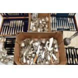 ASSORTED CUTLERY, to include two wooden canteens of cutlery, two cased sets of cutlery, (some pieces