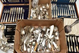 ASSORTED CUTLERY, to include two wooden canteens of cutlery, two cased sets of cutlery, (some pieces