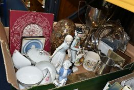 ONE BOX OF MISCELLANEOUS SUNDRIES, to include a large Satsuma style egg ornament, Noritake '