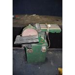A TM BELT AND DISC GRINDER, on stand with 6in belt width and 9in disc overall height 97cm (PAT