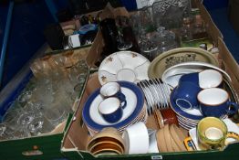 FIVE BOXES OF DINNER WARES AND GLASS WARES ETC, to include a stoneware part dinner service to