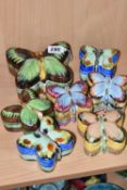 SEVEN HANCOCK & SONS IVORY WARE TRINKET BOXES, in the form of butterflies, comprising one larger box
