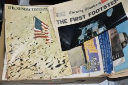 A BOX OF COMMEMORATIVE NEWSPAPERS, MAGAZINES AND SIMILAR EPHEMERA, to include Life magazine 'To