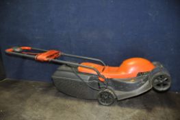 A FLYMO SPEEDI MO ELECTRIC LAWN MOWER, with grass box (PAT pass and working)