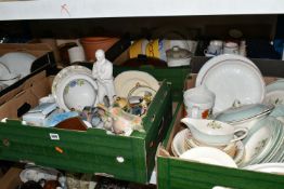 SIX BOXES OF ASSORTED DINNER AND TEA WARES ETC, to include Johnson Brothers 'Pareek' dinner wares,