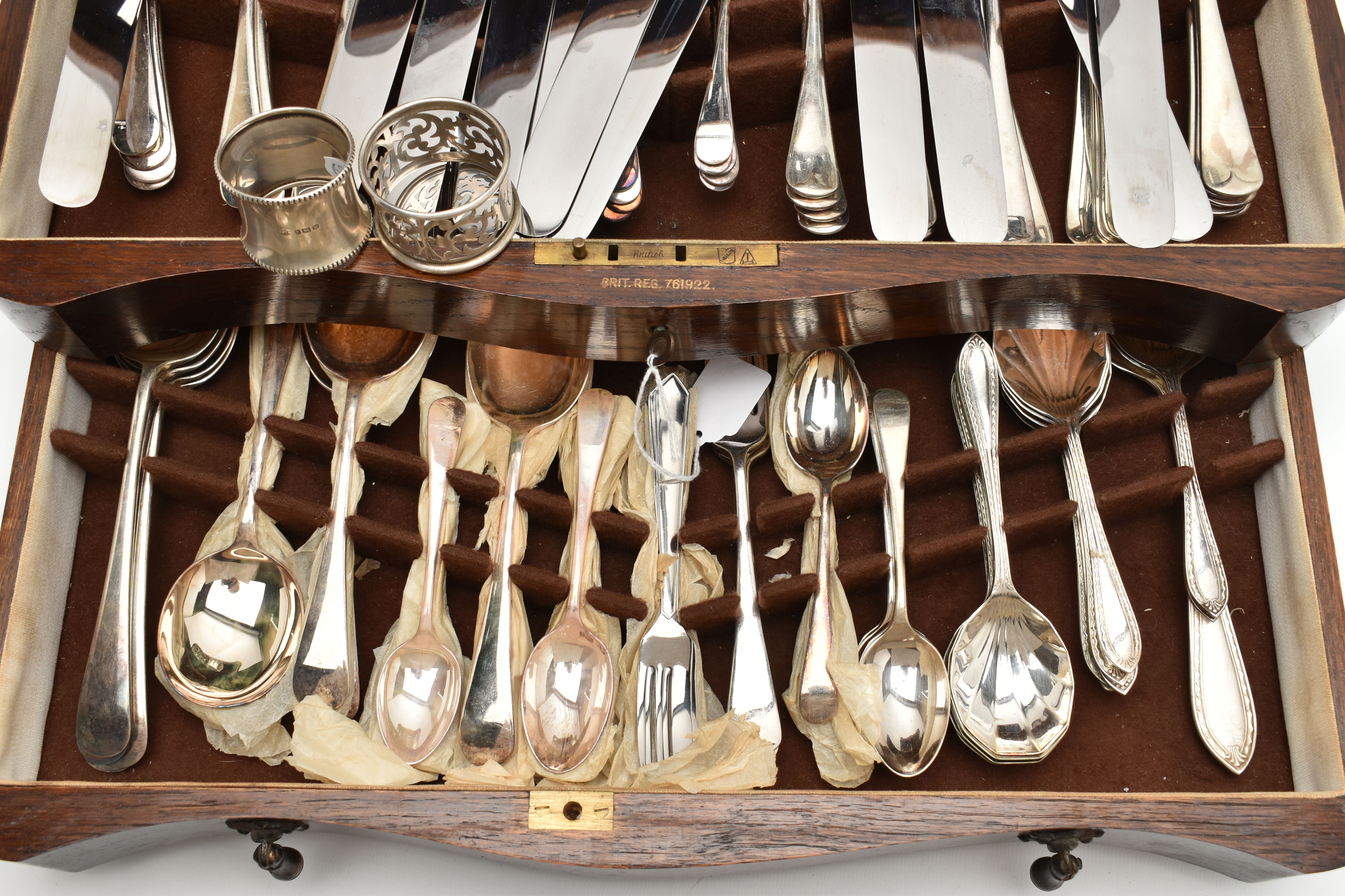 A WOODEN CANTEEN, stainless steel cutlery for a twelve person table setting, knives fitted with - Image 3 of 6