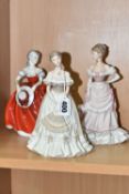 THREE COALPORT FIGURINES, comprising Society Debut and Promenade from 'The Age of Elegance'
