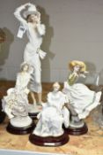 FOUR CAPODIMONTE 'FLORENCE' BY GIUSEPPE ARMANI RESIN FIGURES, the female figures each bearing cast