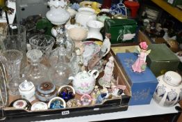 A BOX AND LOOSE CERAMICS, GLASS, PICTURES AND SUNDRY ITEMS, to include a boxed Mason's Liberty '