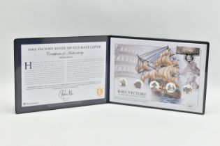 HMS VICTORY SILVER 50P ULTIMATE COVER, contains five fifty pence coins, with certificate of