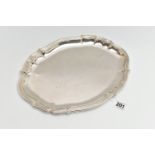 AN EARLY 20TH CENTURY DANISH SILVER OVAL PLATTER, pie crust reeded border, bears Copenhagen mark