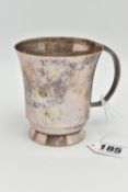 A GEORGE VI SILVER MUG OF INVERTED BELL SHAPE, C scroll handle, circular foot, makers S