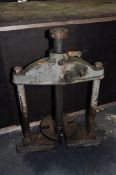 A VINTAGE MARCELO OF LONDON ARBOR PRESS, cast iron in construction (winding handle missing)