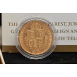 A GOLD HALF SOVEREIGN AND THE FIRST IN YELLOW GOLD, this Sovereign carried a New Jubilee Portrait in