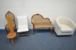 A SELECTION OF CHAIRS, to include a cream upholstered Jay-be tub chair, a small mahogany chaise