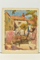 CIRCLE OF WILLIAM LEE HANKEY (1869-1952) AN UNSIGNED SKETCH OF WASHING ON A LINE, houses to the
