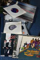 TWO ALUMINIUM CASES AND ONE BOX OF L.P AND SINGLE RECORDS, over forty L.P records to include Blondie