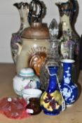 DECORATIVE CERAMICS AND GLASS ETC, to include a Moorcroft baluster shaped vase in the Hibiscus