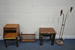 A SELECTION OF MID-CENTURY TEAK OCCASIONAL FURNITURE, to include a stained nest of three tables,