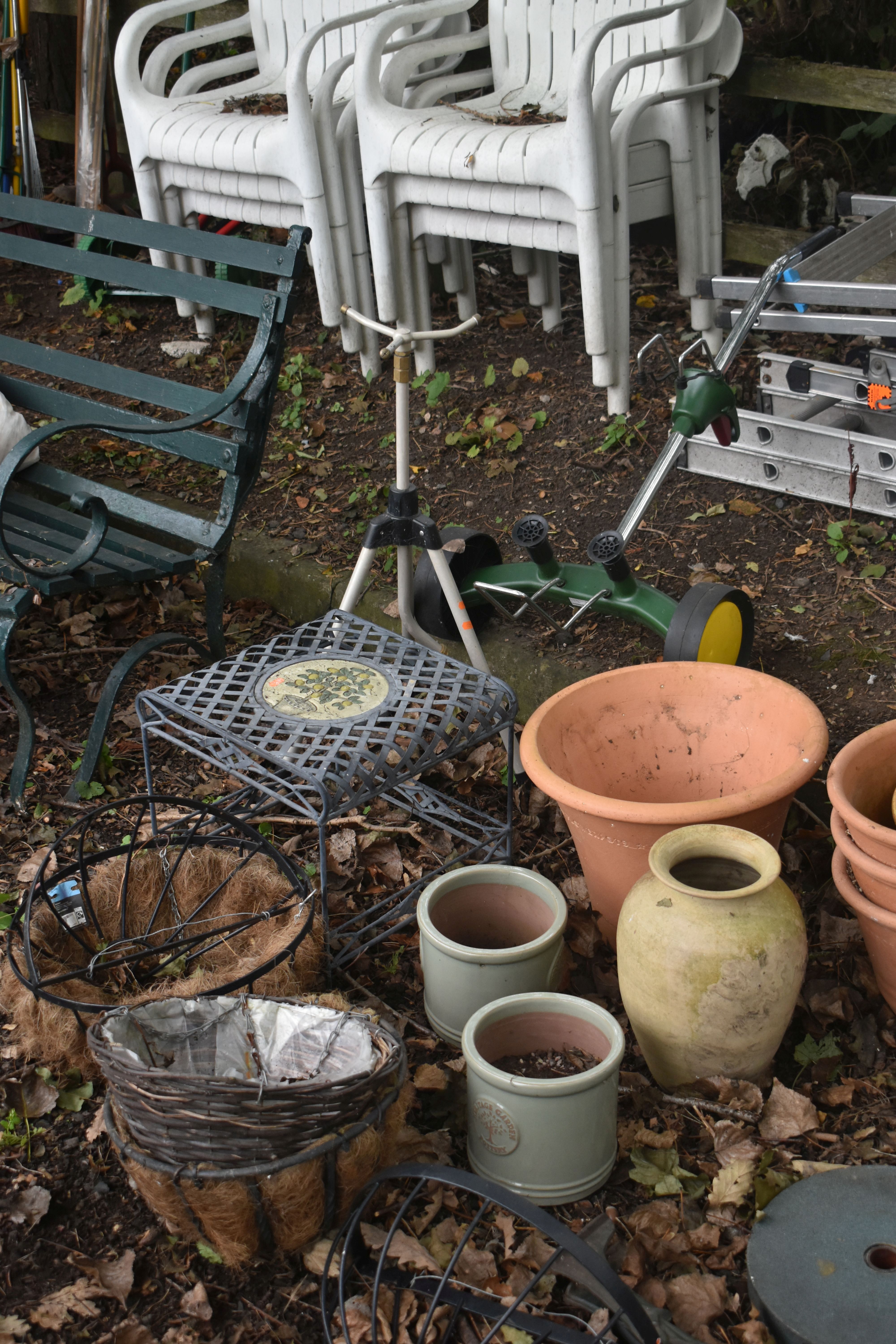 A SELECTION OF MISCELLANEOUS GARDEN ITEMS, to include twenty plus plant pots, a pair of aluminium - Image 2 of 5