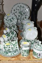 A GROUP OF KONIGL-PR-TATTAU 'CHRYSANTHEME' PATTERN DINNERWARE, decorated with a green foliate design