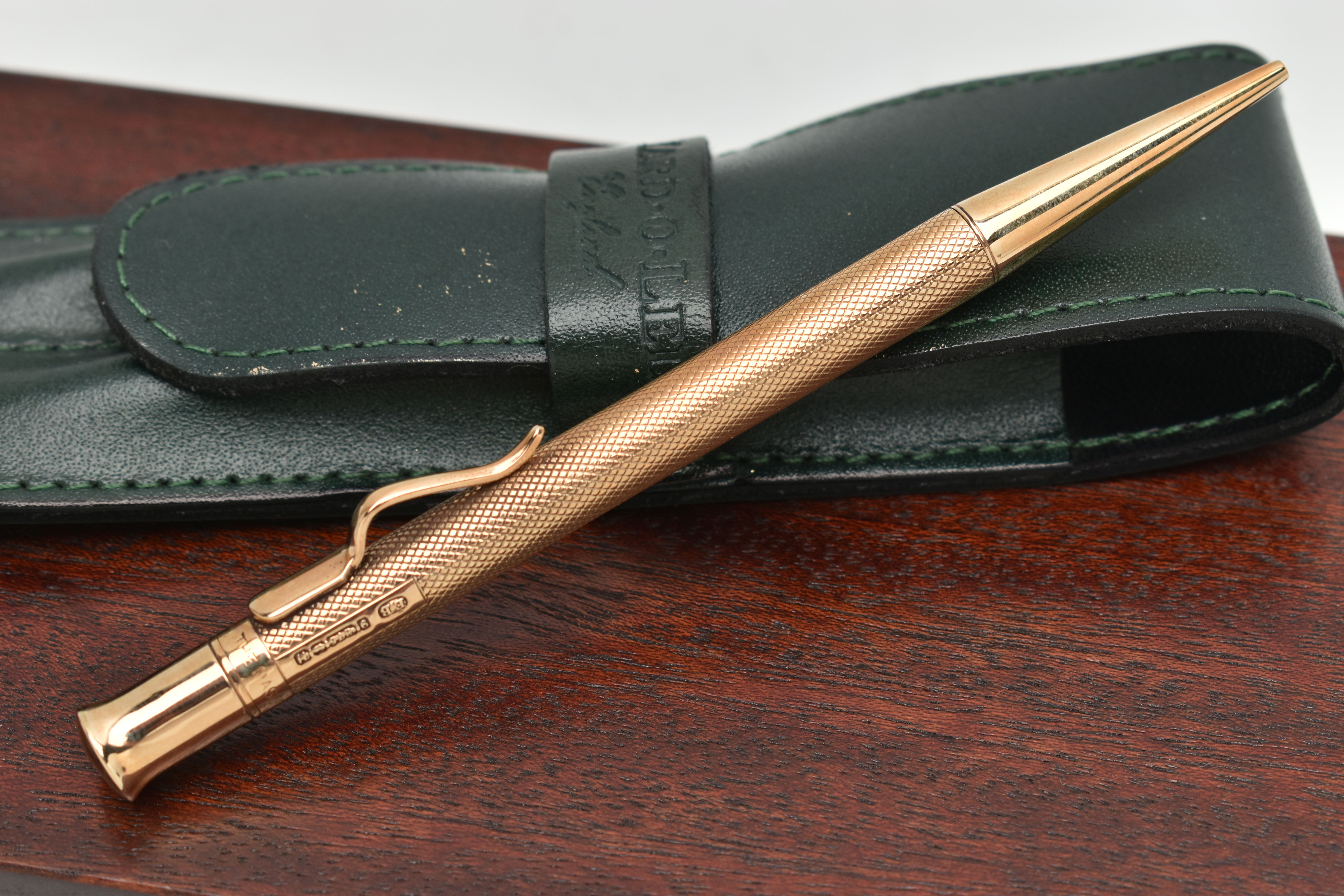 A BOXED 9CT GOLD 'YARD-O-LED' PROPELLING PENCIL, engine turned pattern, personal engraving reads ' - Image 3 of 5