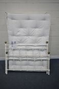 A PREMIER INN HYPNOS 4FT6 MATTRESS, with white tubular metal bedstead (condition report: ideal for