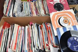 TWO BOXES OF RECORDS, approximately two hundred and fifty vinyl singles, by artists to include Simon