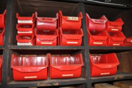 TWENTY FOUR EMPTY WORKSHOP BINS stackable or hangable of three different sizes (this lot is