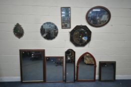 A SELECTION OF VARIOUS WALL MIRRORS, to include a rectangular wall mirror, 73cm x 104cm, three other