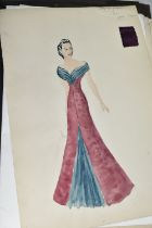 A FOLIO OF EIGHTEEN DRAWINGS, featuring dress deigns from the 1940s attributed to a Mary G.