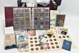 A LARGE PLASTIC BOX OF MIXED COINS, to include, two Retro pattern coin collections Edward VIII Three