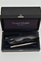 A BOXED SILVER 'YARD-O-LED' PROPELLING PENCIL, engine turned pattern, personal engraving reads 'J.