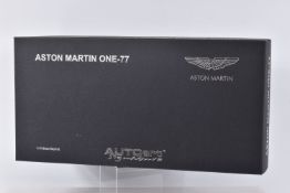 A BOXED AUTOART SIGNATURE MODEL ASTON MARTIN ONE-77, 1:18 scale, numbered 70241, in black pearl,