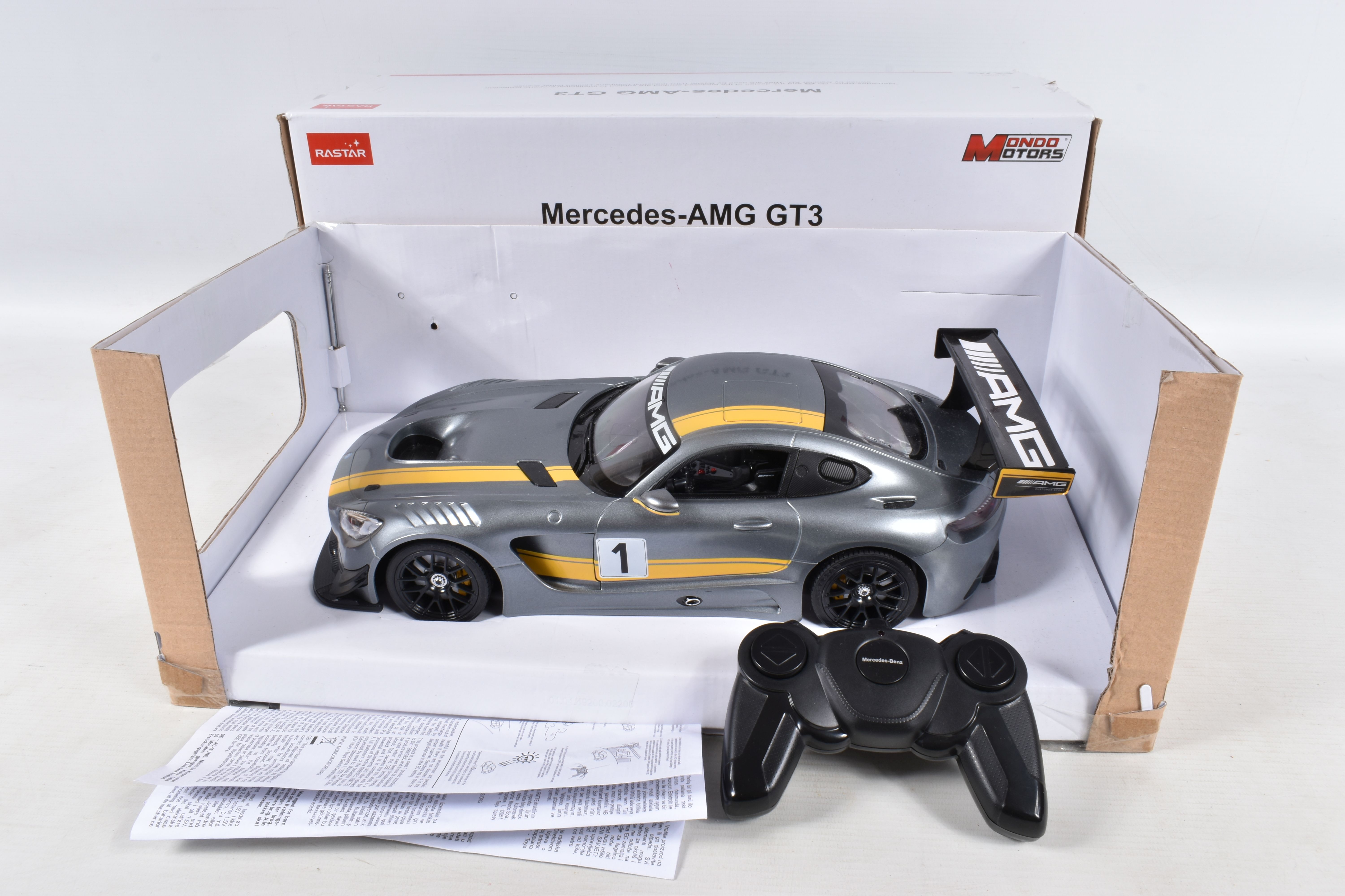 A BOXED RASTAR MONDO MOTORS RADIO CONTROL MERCEDES-AMG GT3 RACING CAR, 1/14 scale, not tested but - Image 6 of 16